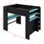 Lit superposé double en bois pleine grandeur avec bureau à hauteur réglable, garde-robe, rangement spacieux et lumière RVB-826920814