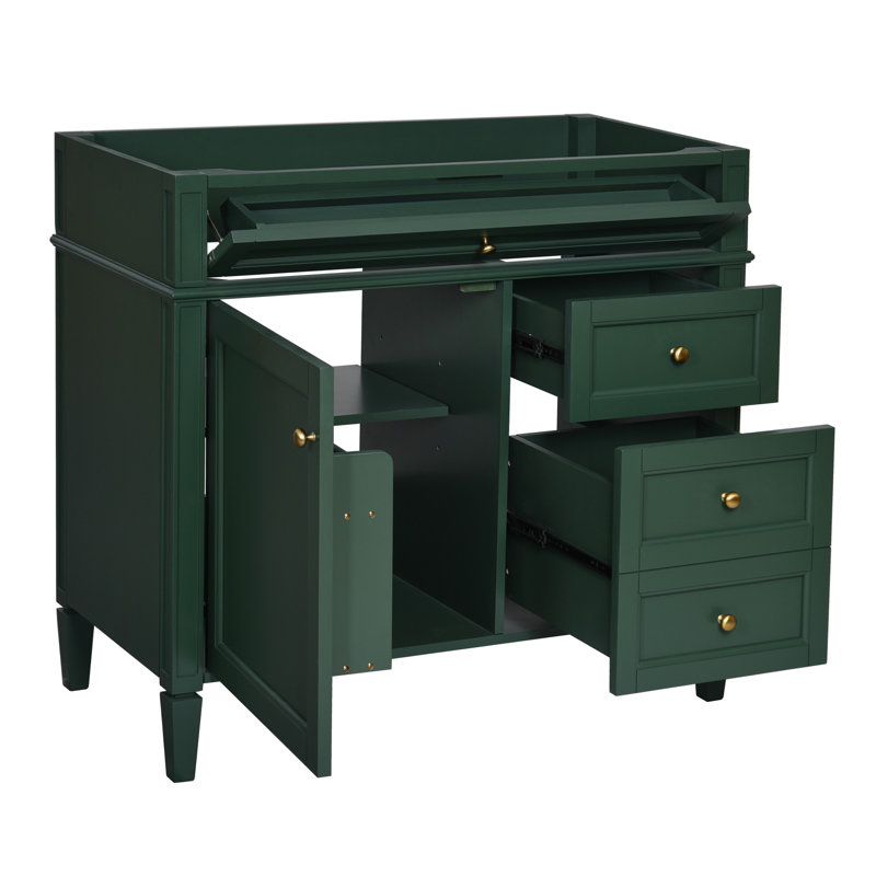 Meuble-lavabo 36 po sans lavabo supérieur, Vert, Doré