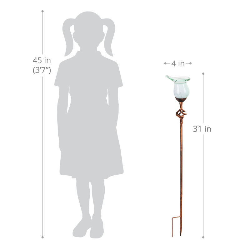 Piquet de jardin en verre soufflé à la main Exhart, 4 par 31 pouces, Blanc