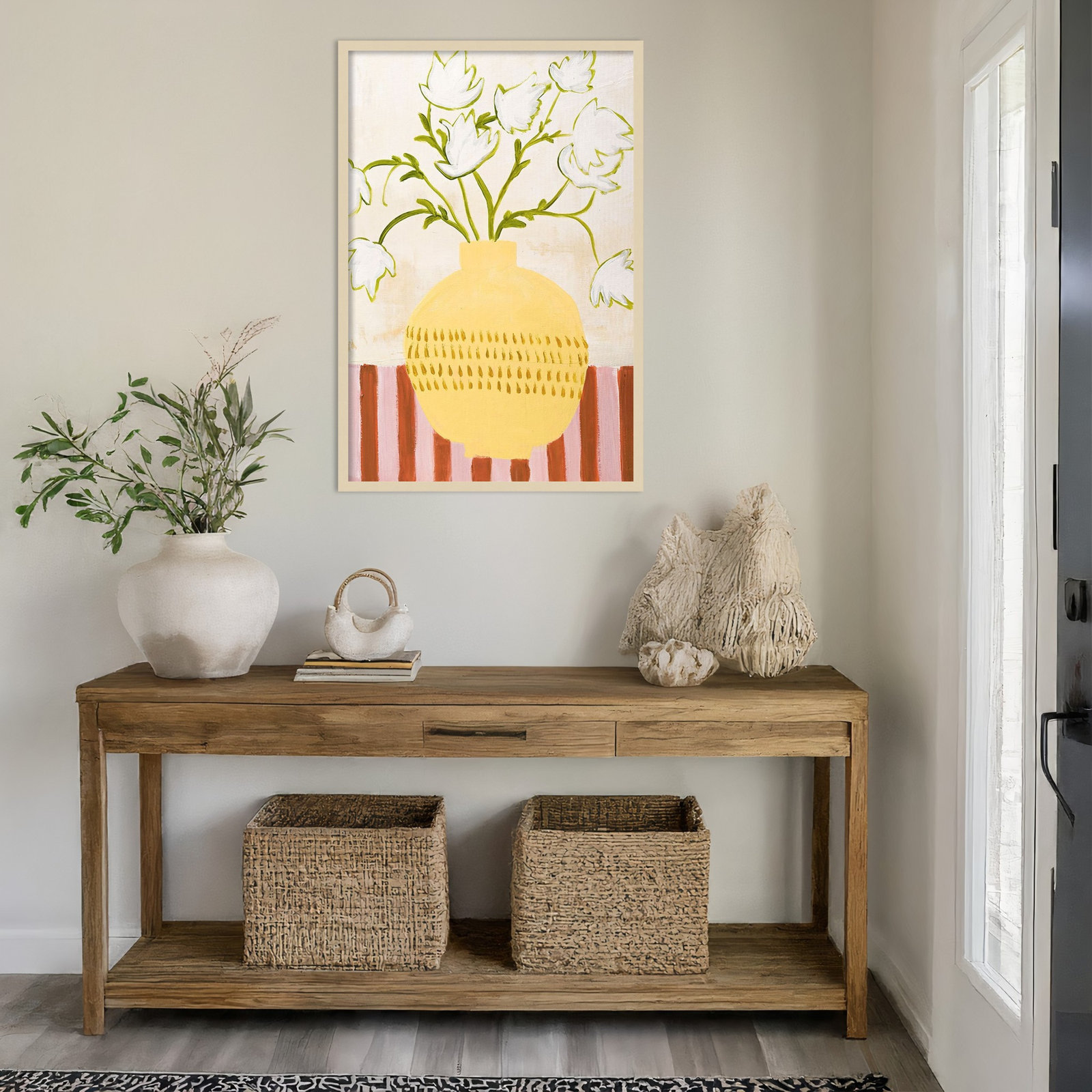 Yellow Vase Print by Design Fabrikken, 41" H x 28" W, Brown