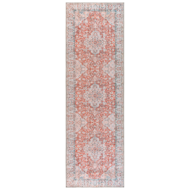 Motif oriental rétro lavable en machine 600 Heriz Vintage Tapis d'intérieur de style rétro, Tapis de couloir 2 pi 6 po x 8 pi