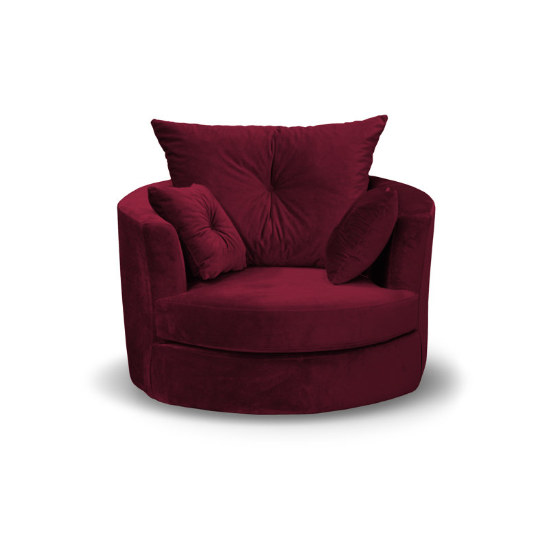 Bilbo Upholstered Swivel Barrel Chair, Red