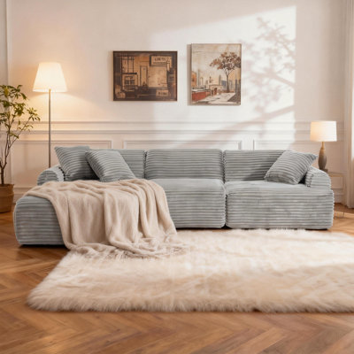 105" L Shaped Couch, Modular Sectional Sofa With Chaise, Boneless Couch With Deep Seatfor Living Room, Bedroom