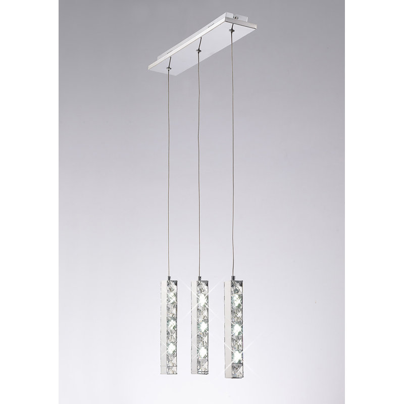 3 - Light LED Kitchen Island Pendant, Silver