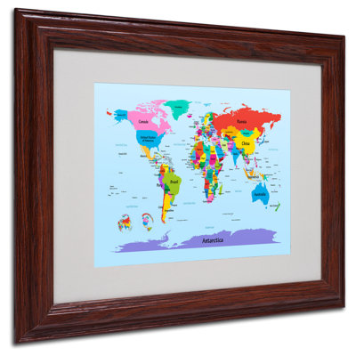 Childrens World Map by Michael Thompsett - Single Picture Frame Graphic Art on Canvas