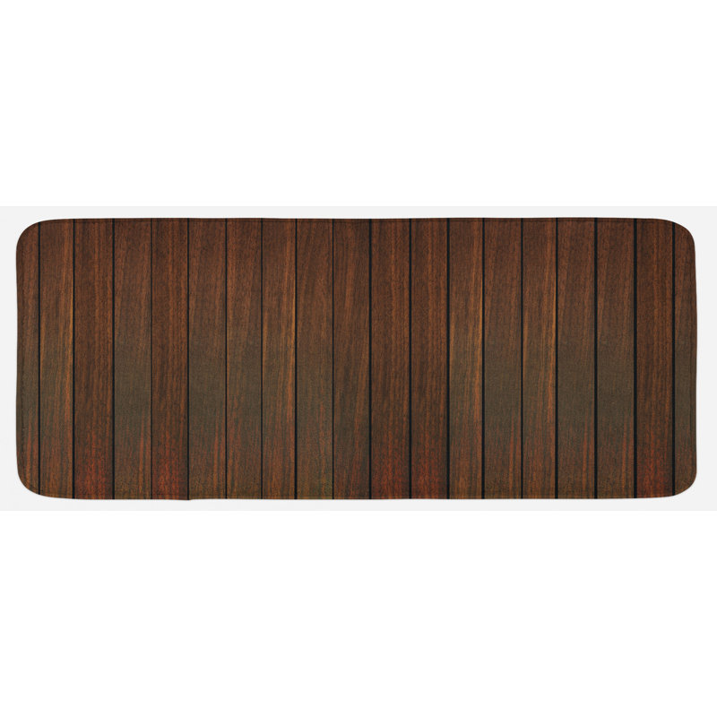 Rustic Striped Synthetic Kitchen Mat
