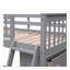 Lit superposé simple au-dessus d'un lit double en bois avec six tiroirs et tablettes flexibles, lit inférieur à roulettes, gris-895234297