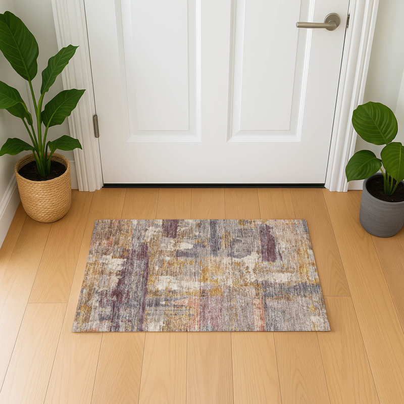 Premium Machine Washable Mayfield AMF2147 abstract Rug, Rust, Rectangle 1'8" x 2'6"