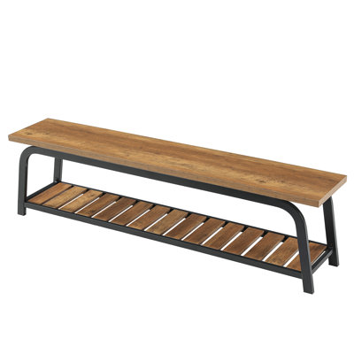 63" Long Entryway Bench with Shoe Storage for Hallway, Foyer