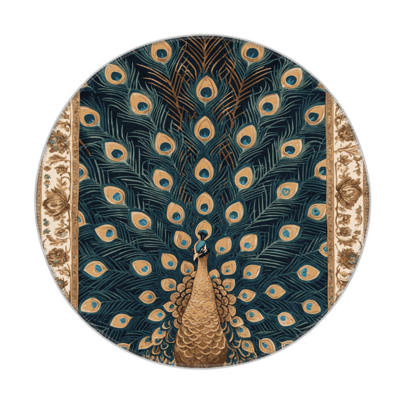Tapis bleu français intérieur et extérieur, Rond 5 pi