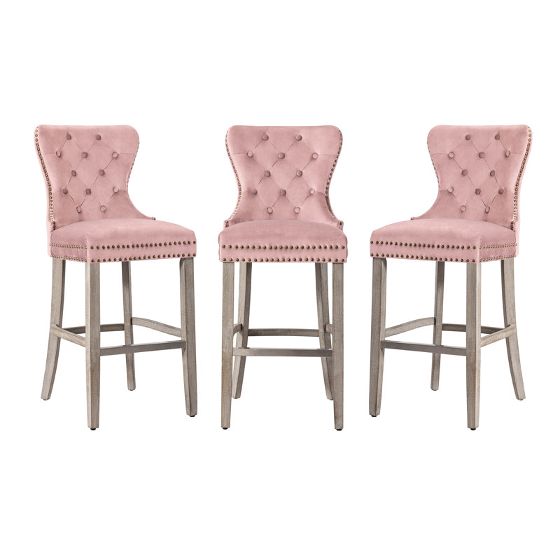 Tabouret de bar et de comptoir Kirsten, Gris, Rose, Tabouret de bar (siège d'une hauteur de 29 po)
