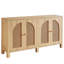 Buffet en rotin à buffet avec 4 portes, console de rangement pour la cuisine de ferme, armoire d'appoint