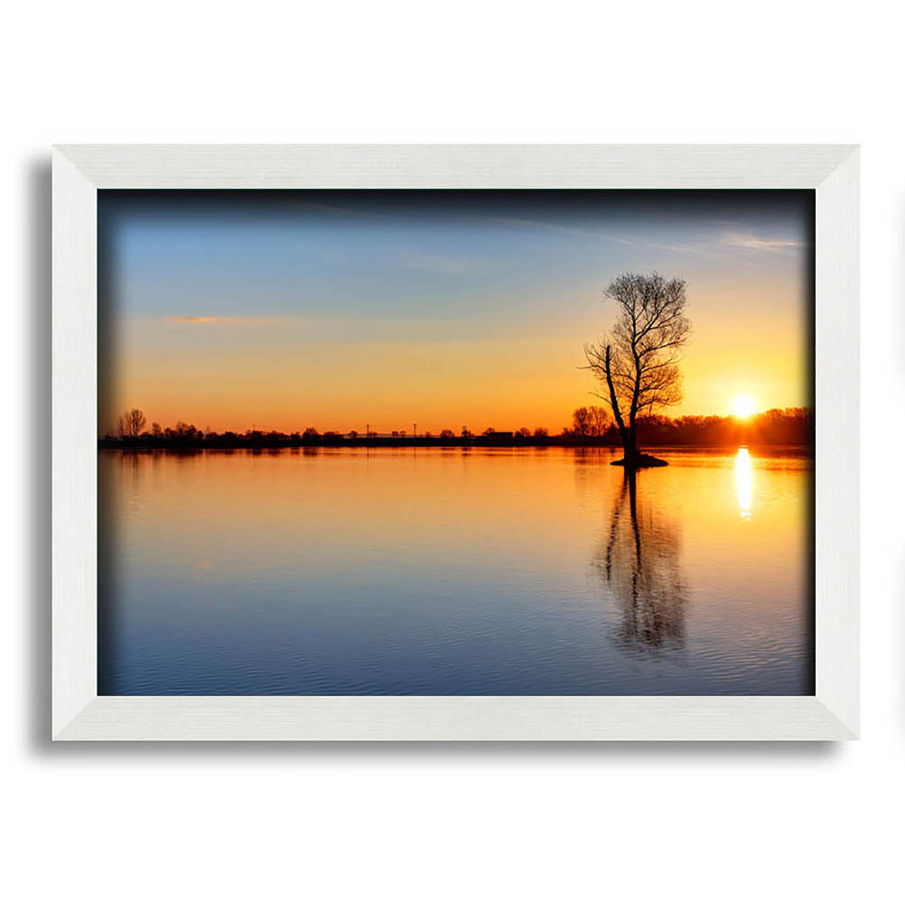 Gerahmter Fotodruck Sunset Above The Trees River