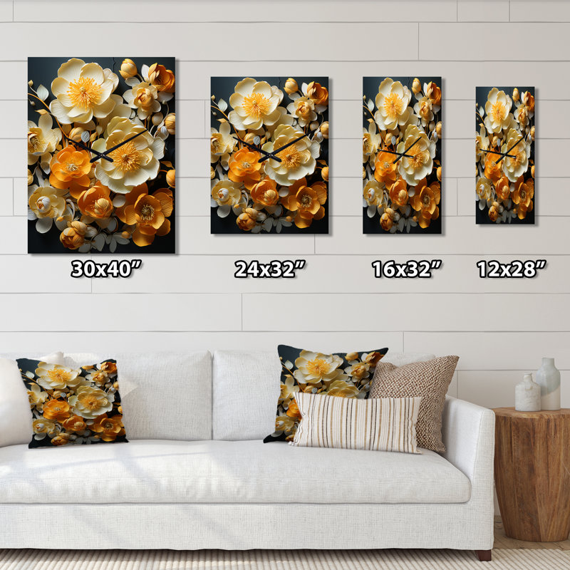 Horloge murale Buttercups avec leur caractéristique incurvée - Buttercups, Grand