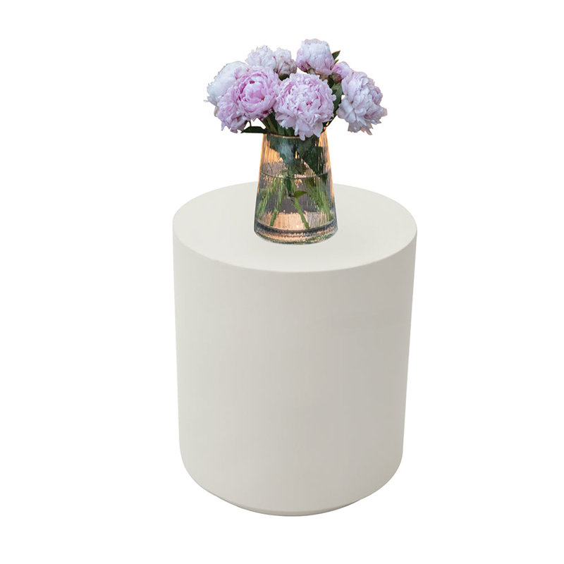Round Outdoor Side Table , 17.7'' in. W 17.7'' in. D, White