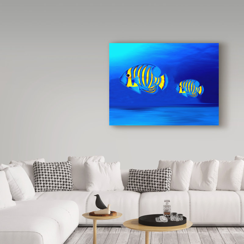 « color fishs », reproduction de peinture à l’huile sur toile tendue, H 14 po x l 19 po