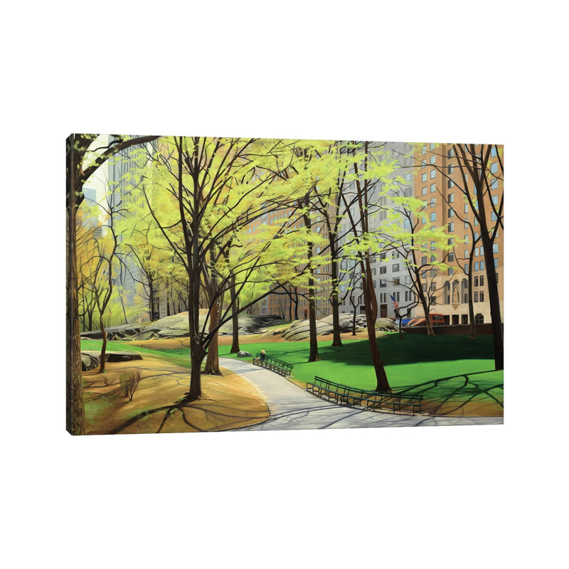 «Springtime in Central Park» par Nick Savides - peinture sur toile tendue, H 8 po x l 12 po x P 0,75 po