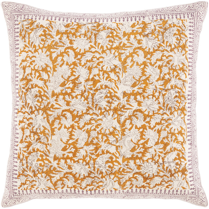  Housse de coussin en coton à motif floral 20 po
