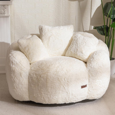Oversized Floral Shaped Bean Bag Chair with 3 Pillows by Trule