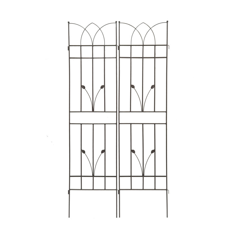 Paquet de 4 treillis de jardin en métal 71 po x 17,7 po antirouille pour plantes grimpantes, Brown