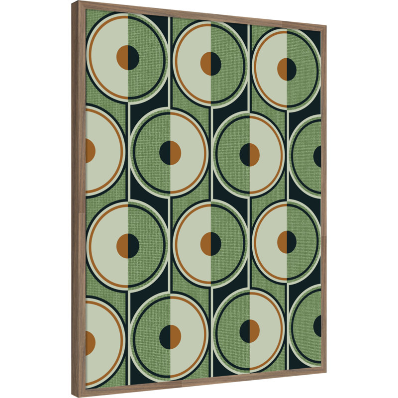 «Retro Circles Green» par Alexandra Weise, reproduction d'art encadrée sur bois, H 41 po x l 31 po, Ne s’applique pas
