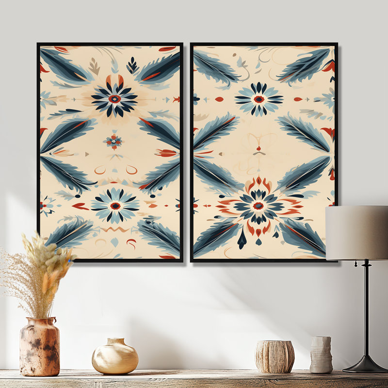«Nomadic Harmony Boho» - ensemble d'art moderne multicolore, ensemble de 2, Noir, H 36 po x l 48 po
