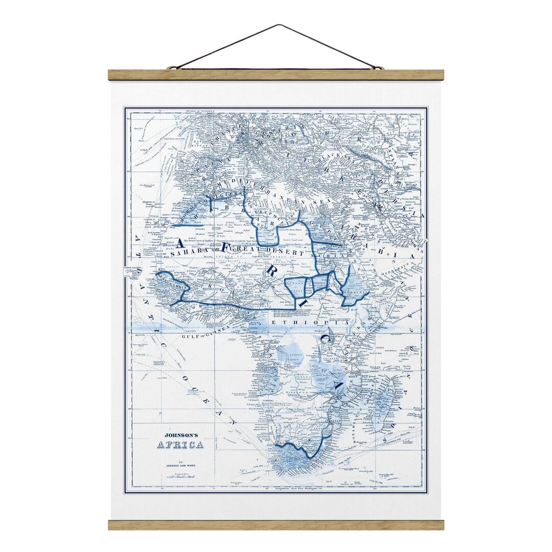 Grafikdruck Map in Shades of Blue - Afrika