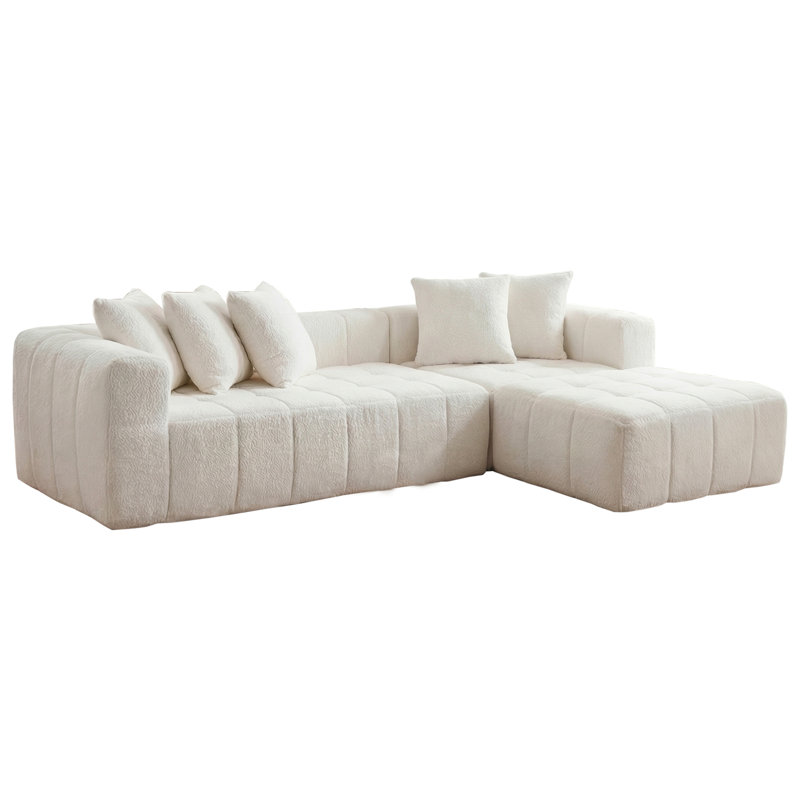107.9"Cloud Modular Sectional Sofa Couch With L-Shape Chaise,Modern Minimalist Upholstered Couches For Living Room Bedroom,Deep Seat Corner Couch,No Assembly Required