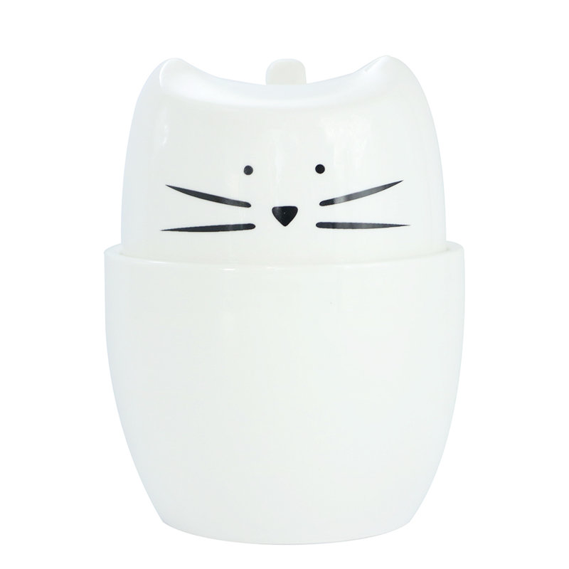 Tasse empilable en céramique blanche Kawaii (16 oz / 450 ml) - avec poignée, va au lave-vaisselle et au micro-ondes, idéale pour le café / thé