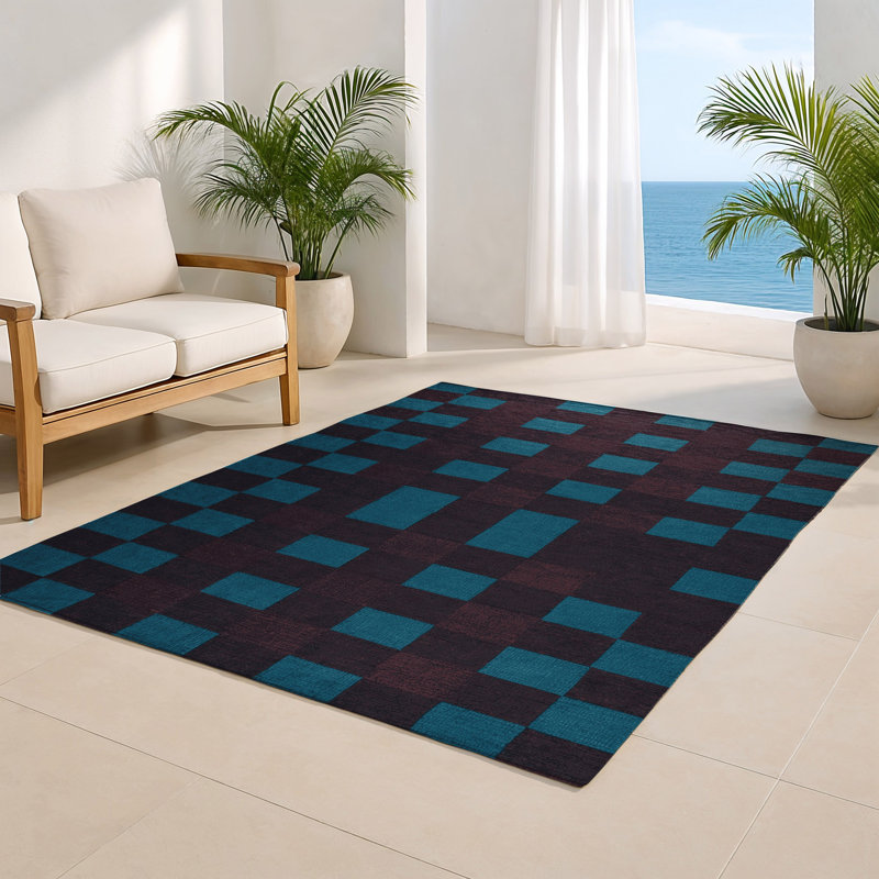 Tapis intérieur / extérieur mauve à carreaux, Rectangle 4pi x 6 pi