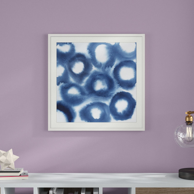 « indigo reverse ii » par grace-dépilé-reproduction d’art, H 28 x l 28 po x P 1 po, Cadre blanc