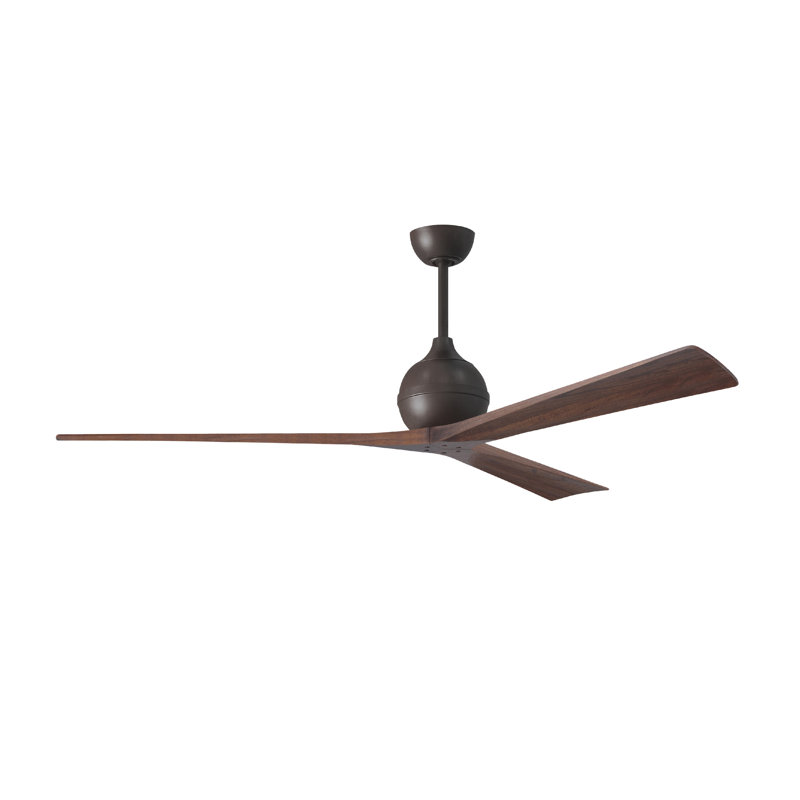 Ventilateur de plafond à 3 pales Irene, Bronze texturé, 72", Ton noyer