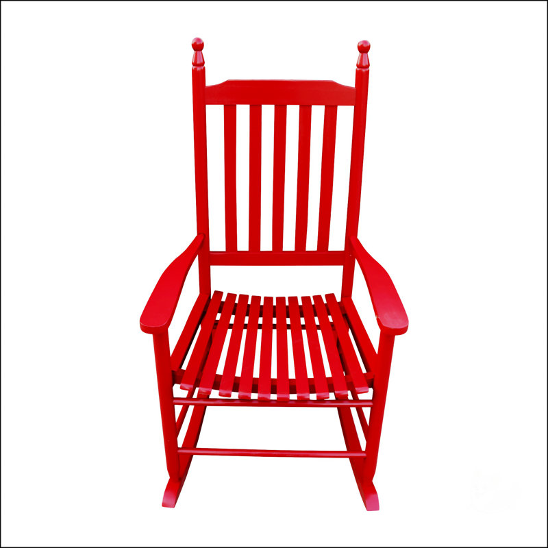 Chaise berçante en bois, Rouge rose