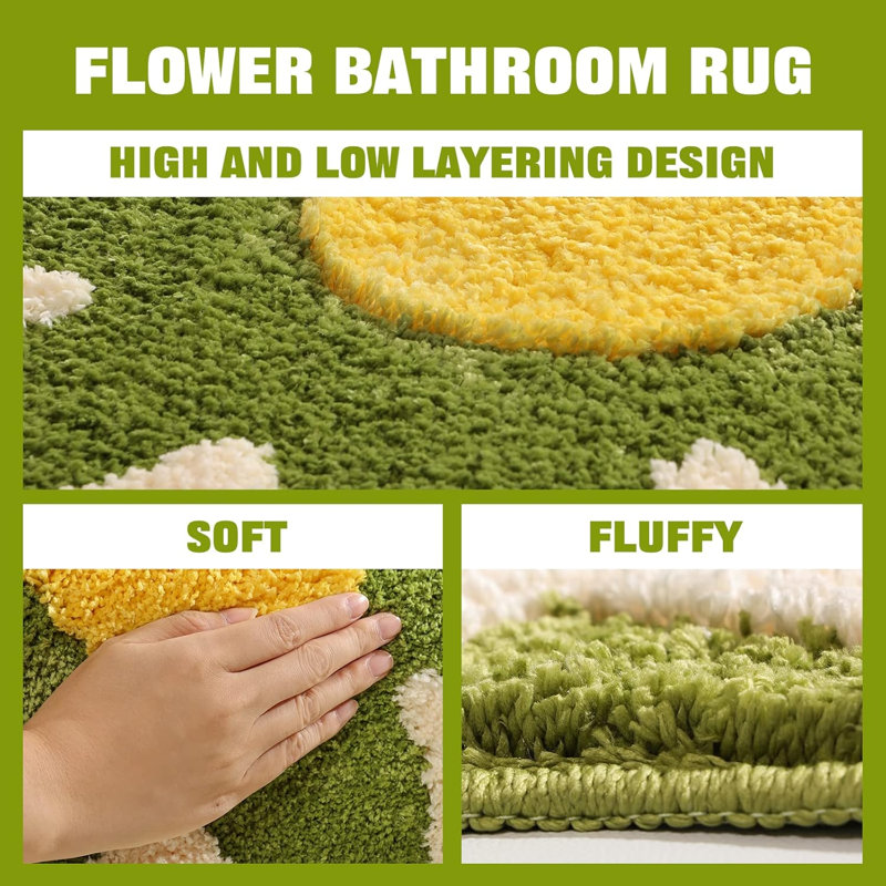 Green Flower Shaped Bath Rug