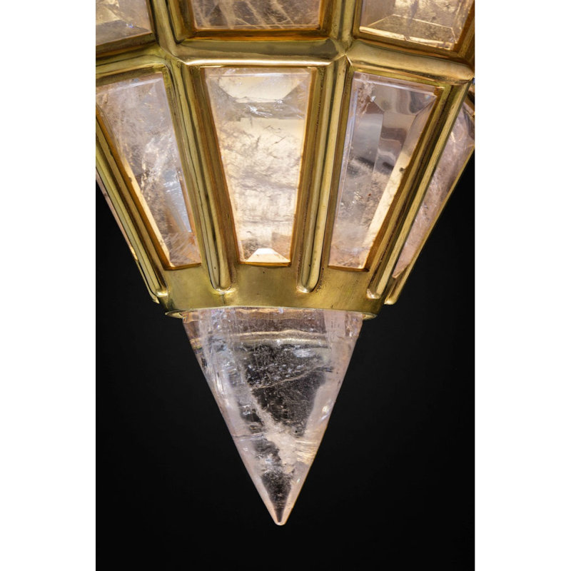 Lustre en bronze doré, Fumée, 32 po de diamètre x 43 po de hauteur, Bronze mat