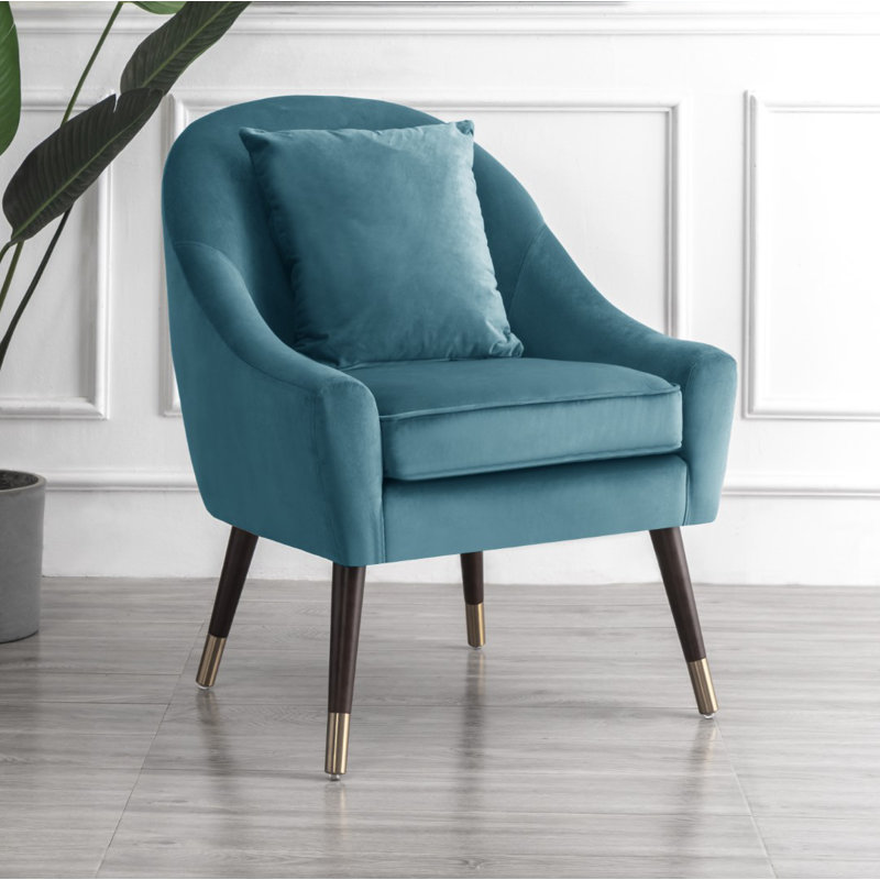 Giddings Velvet Barrel Chair, Teal