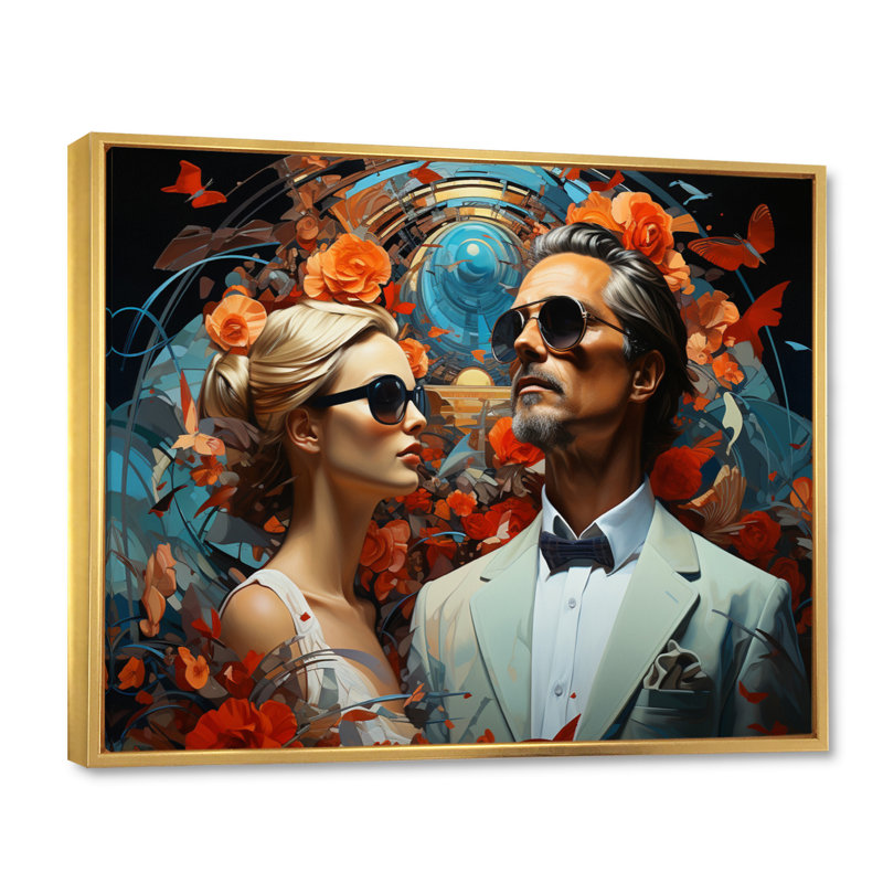 Surrealism Galas Dream Portraits - Surrealism Wall Decor, Cadre flottant doré, H 34 po x l 44 po x P 1,5 po