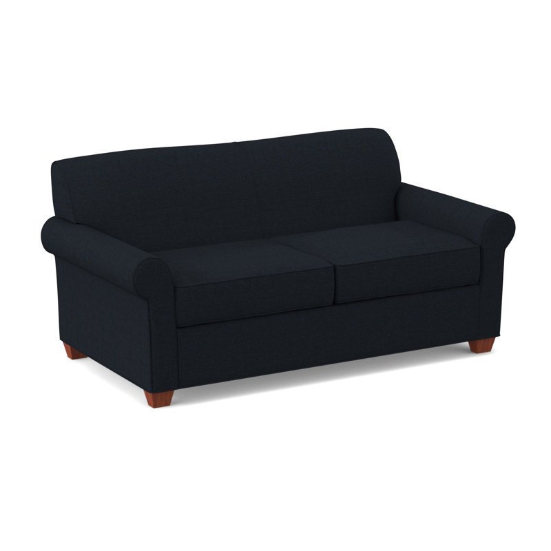 Finn Rolled Arm Sofa with Reversible Cushions, BM Cherry, Antic Navy, 34" H x 75" W x 36" D