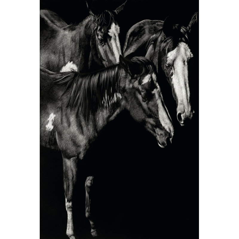 Scratchboard Blaze Buddies - Wrapped Canvas Print, 46cm H x 30cm W x 3.8cm D