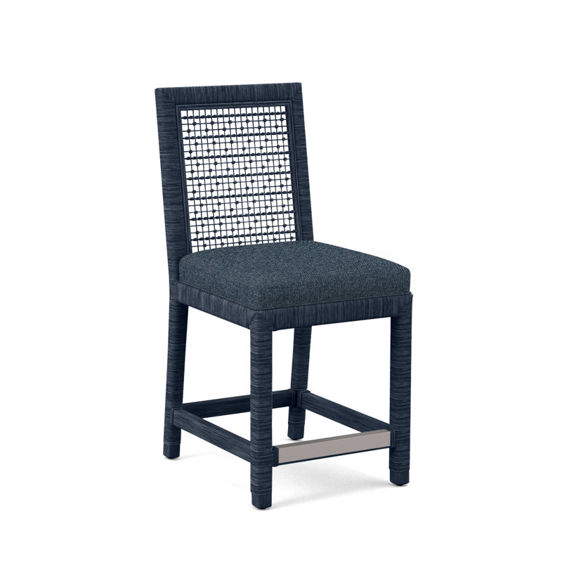 Pine Isle Upholstered Stool, Navy, Basic Blue
