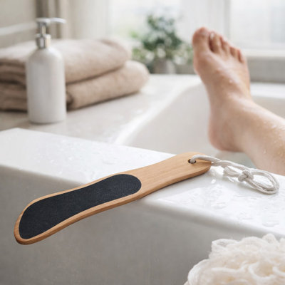 Natural Wooden Foot File - Dual-Sided Callus Remover and Heel Scrubber