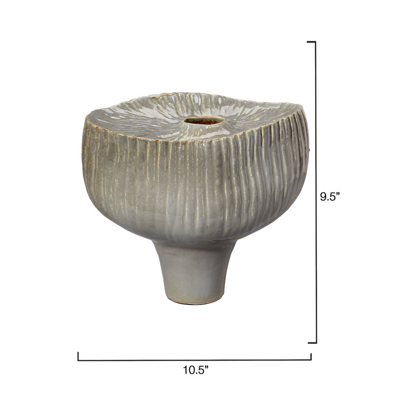 Plunge Ceramic Decorative Vessel, Matte White, Gray