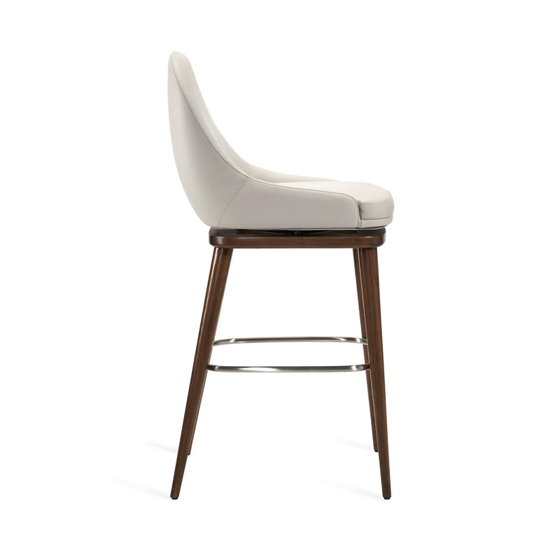 Harper Swivel Bar Stool, St Tropez Gray, Walnut/Satin Nickel, Counter Stool (26” Seat Height)