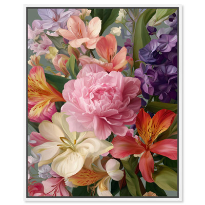 Overflowing Bloom II Canvas Print Flower Art Pints by Art Remedy, White Frame, 16 x 20