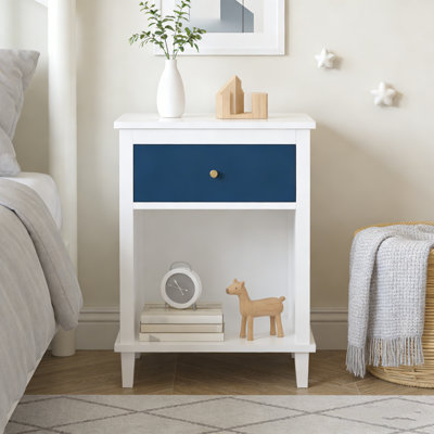 Table de chevet pour enfant 26,77 "en bois massif avec tiroir et tablette ouverte - Rangement peu encombrant pour enfants et adultes