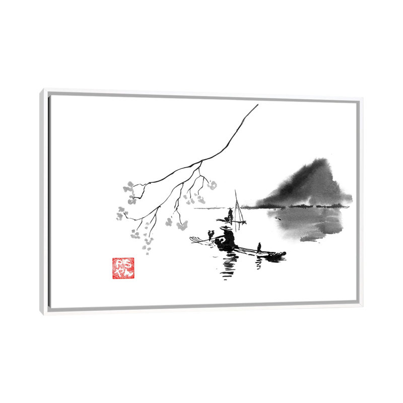 Lake 1 Piece Painting on Canvas, 152.5 cm H x 101.5 cm W, White Framed