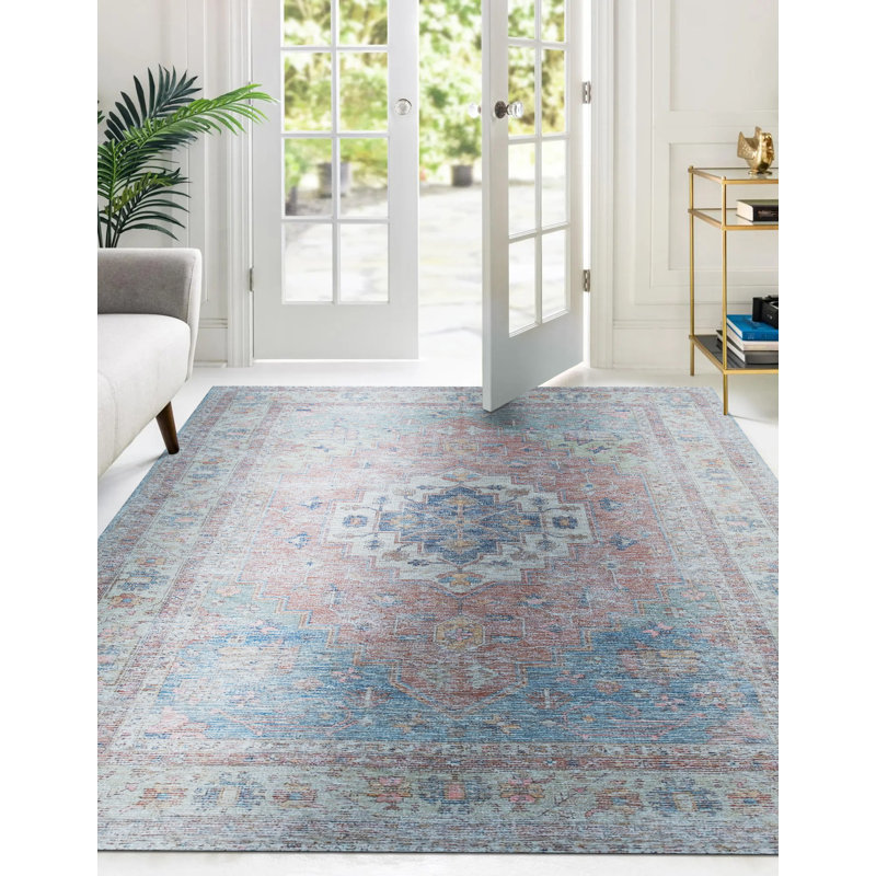 Alandrea Blue Handmade Wool Area Rug, Rectangle 8' x 10'