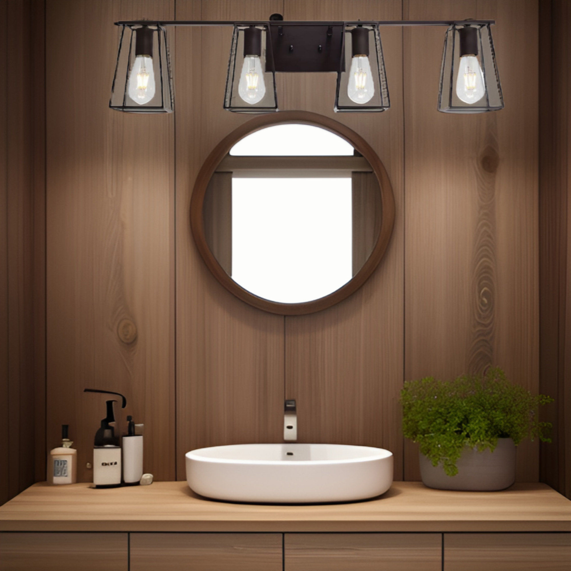 17 Stories 4-Light Oil Rubbed Bronze Vanity Lights For Bathroom ...