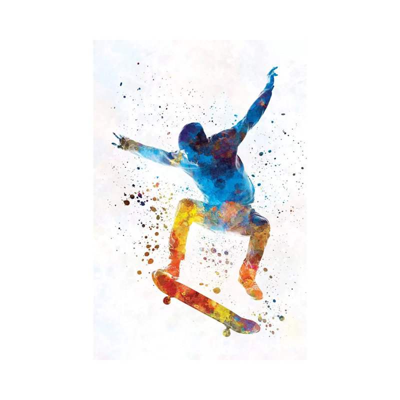 Skateboarder I 1 Piece Painting on Canvas, 101.6 cm H x 66.04 cm W x 1.91 cm D, Wrapped Canvas