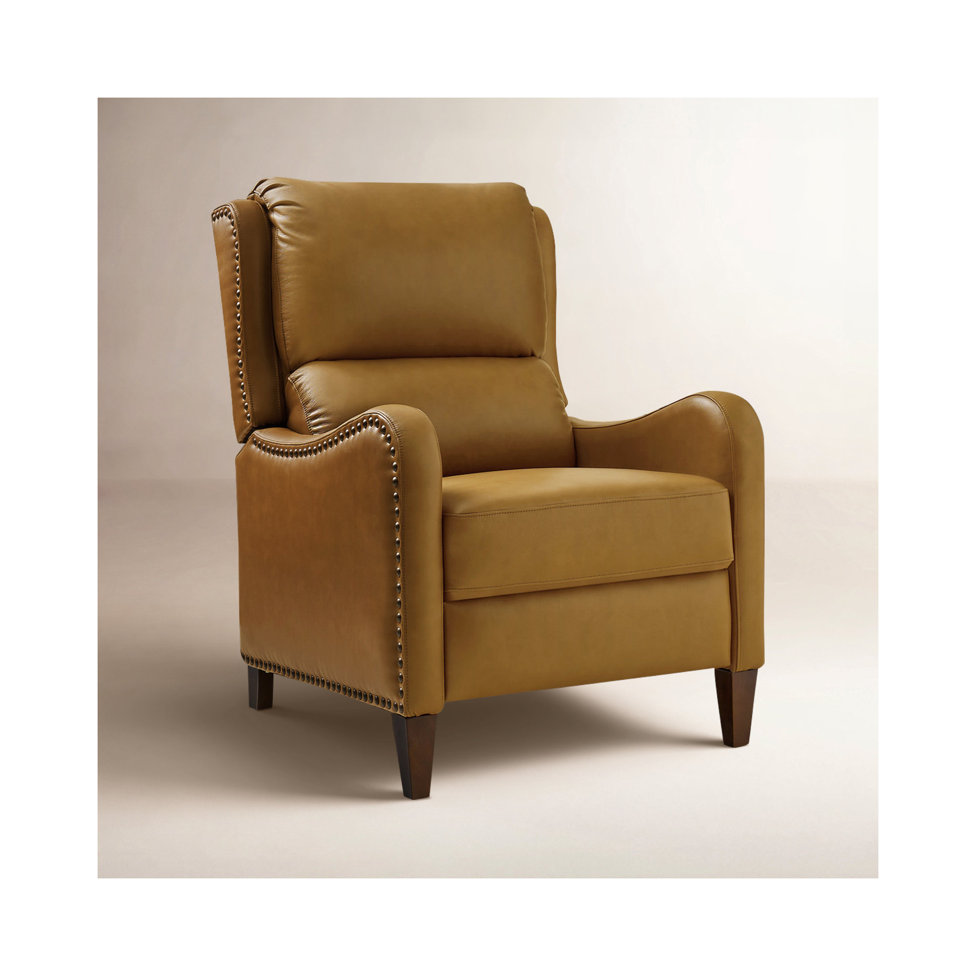 Beecher 28.75" Wide Genuine Leather Manual Club Recliner, Camel Top Grain Leather